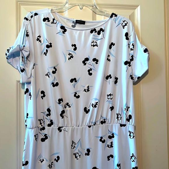 ANN Taylor factory Light Blue and Navy Floral Dress, Size medium - Picture 2 of 9